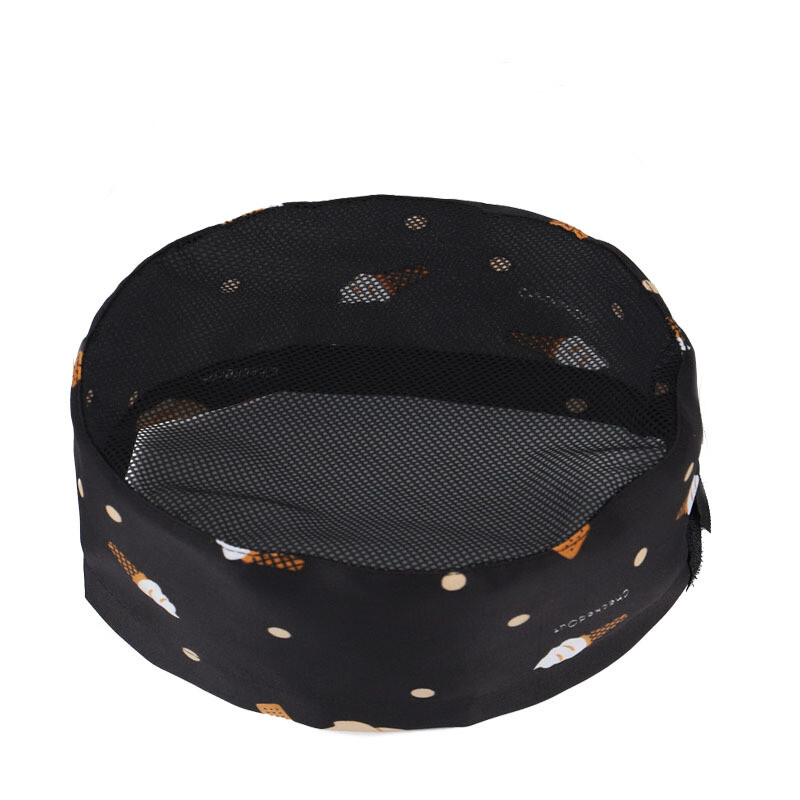 Kitchen Cooking Chef Hat Restaurant Service Flat Top Mesh Breathable Beanie Cap