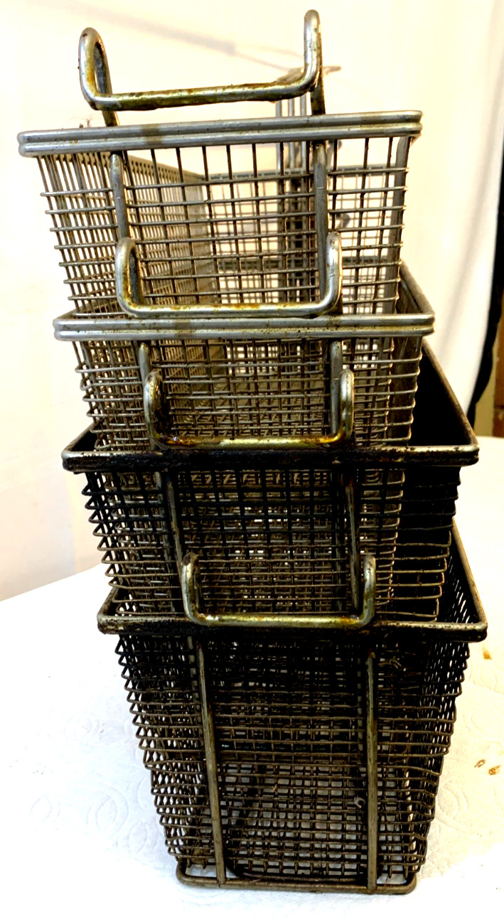 Lot of Four (4) Deep Fryer Basket with Hang Loop & Handle ~Commercial Restaurant
