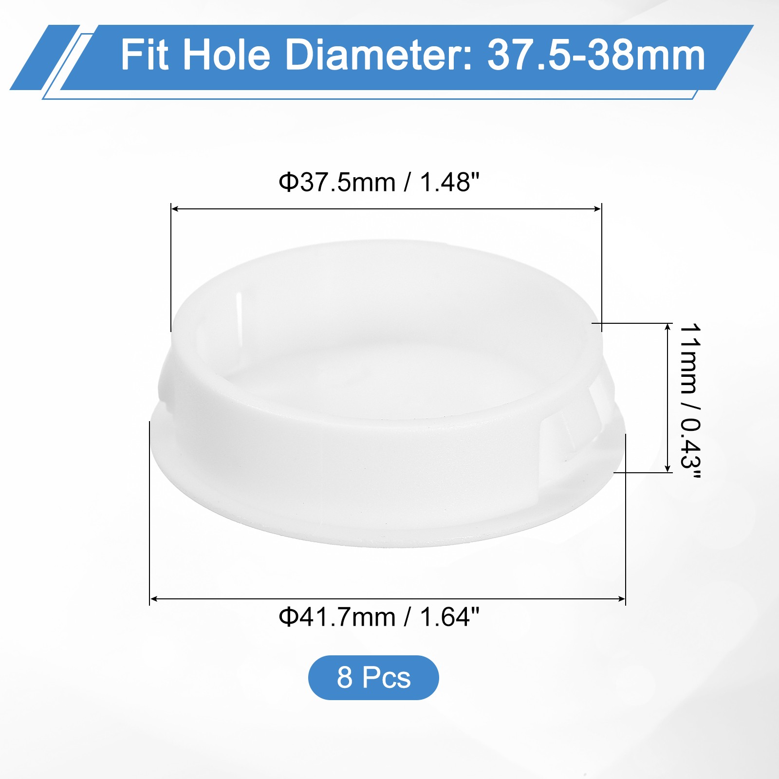 8Pcs 38mm(1-1/2″) Flush Type Panel Round Snap in Fastener, White