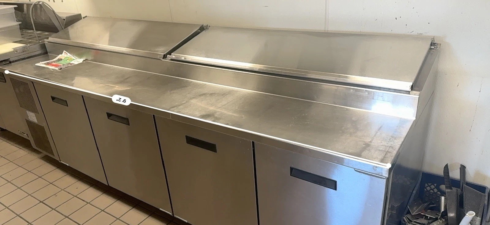 Randell Commercial Pizza Prep Table Refrigerator 110” 84111N l/ 4 Doors