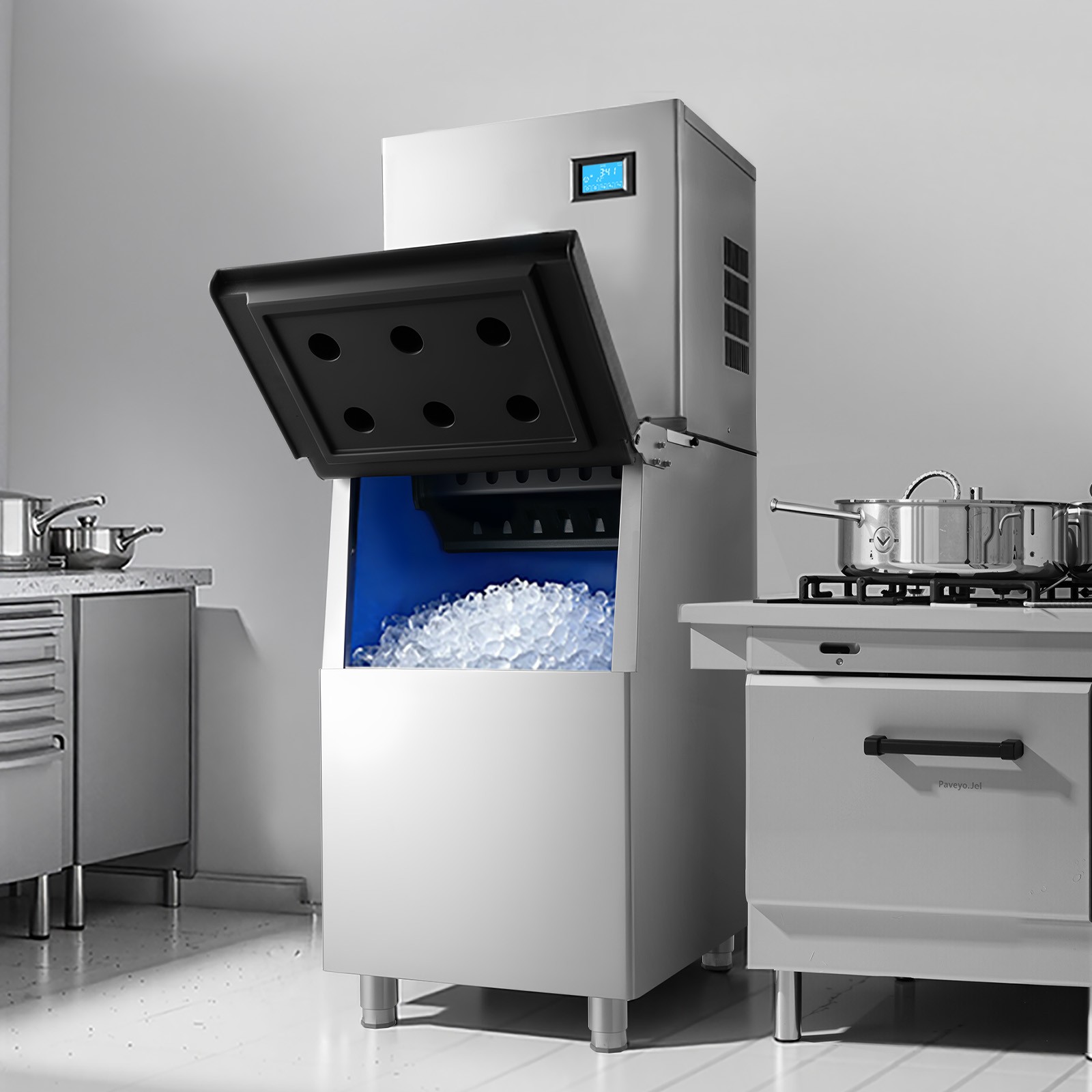VEVOR Commercial Ice Maker 360LBS/24H with 250LBS Storage Bin Auto Self-Cleaning