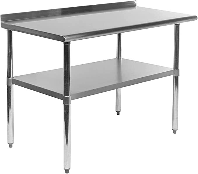 Stainless Steel Kitchen Food Prep Table Work Table with 1.5″ Backsplash – NSF