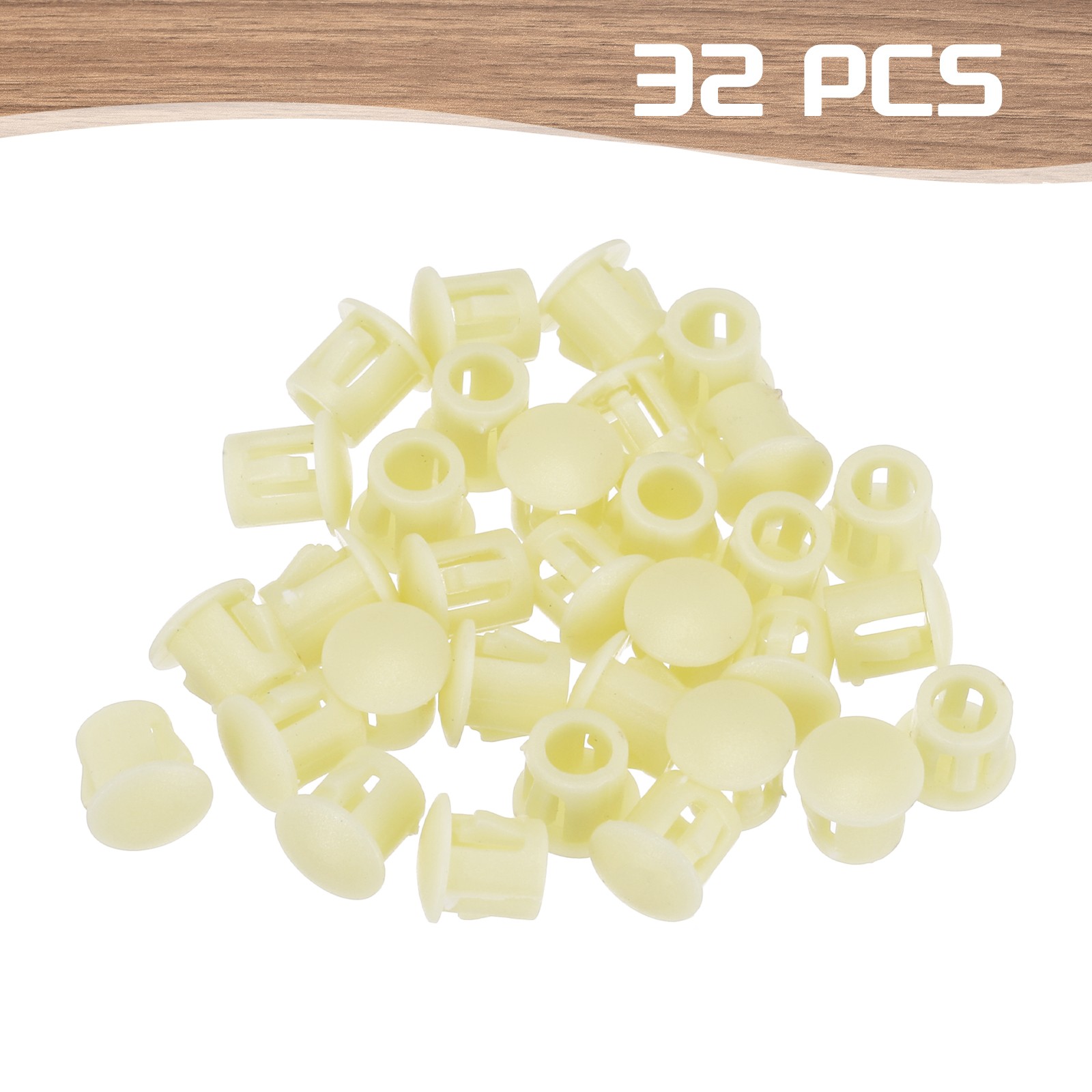32Pcs 6mm Yellow Nylon Plastic Round Locking Hole Plugs Insert End Caps