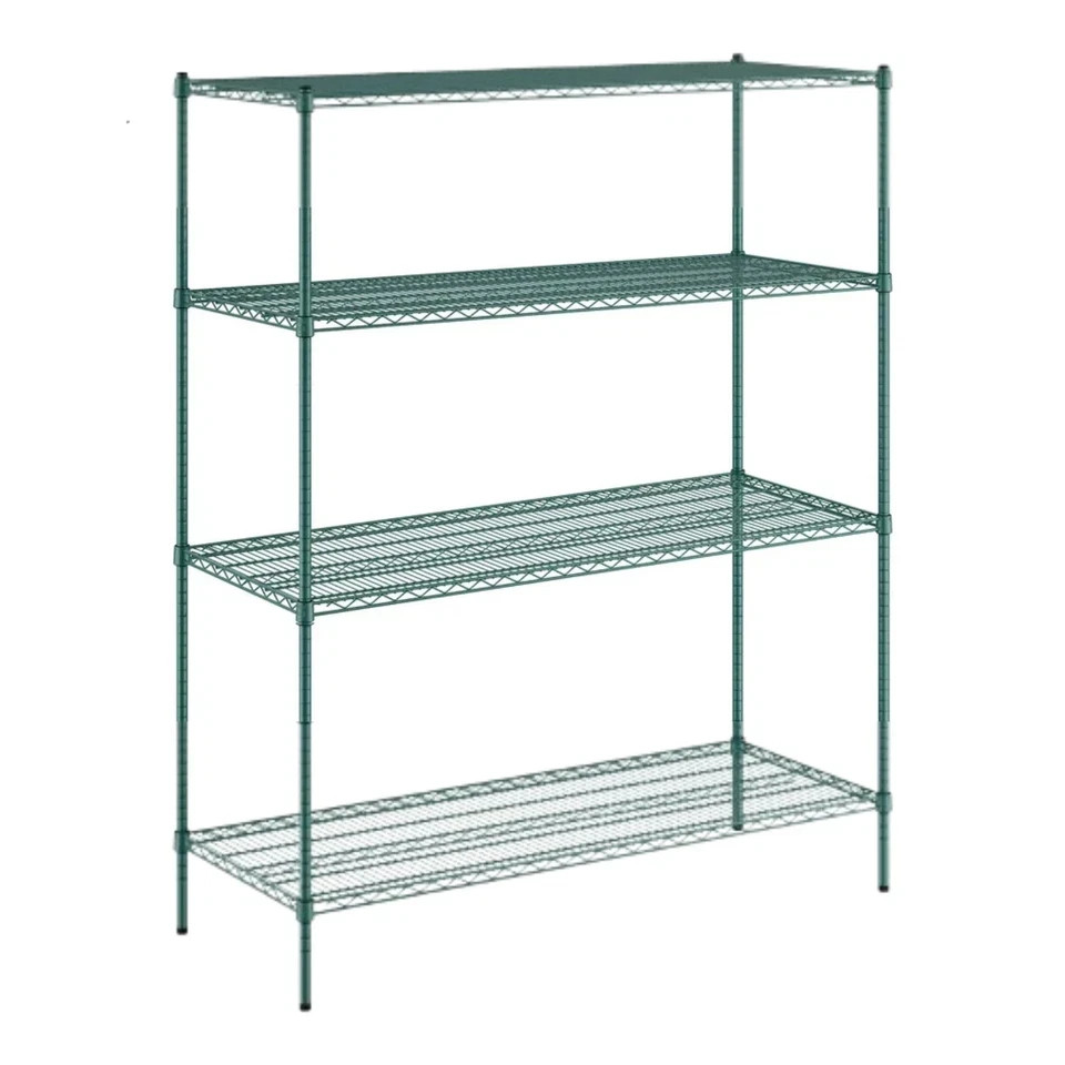 (2 PK) Green Epoxy Wire Shelving Sections 24in Depth 8 Sizes Walk In Cooler NSF