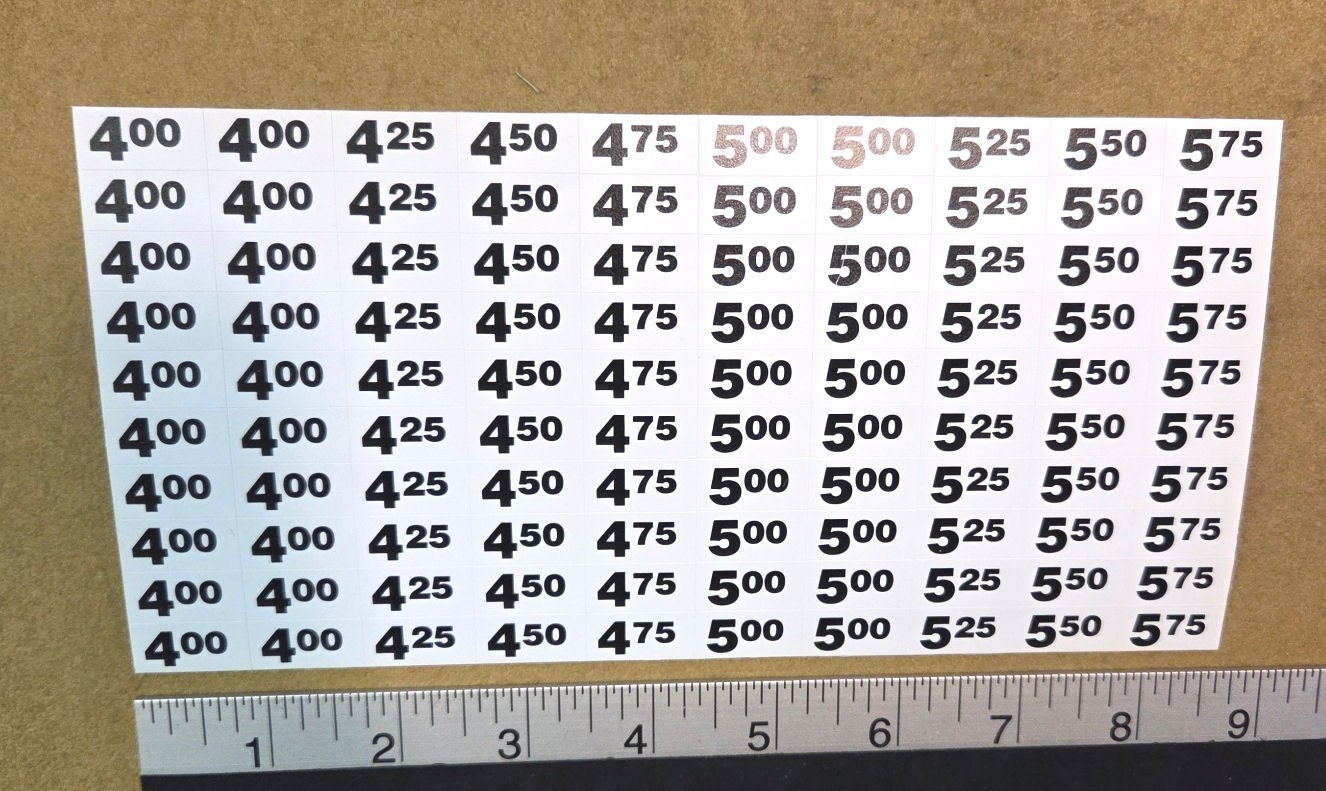 (AP) Automatic Products snack vending machine price labels $4.00 $8.00 qty. 100