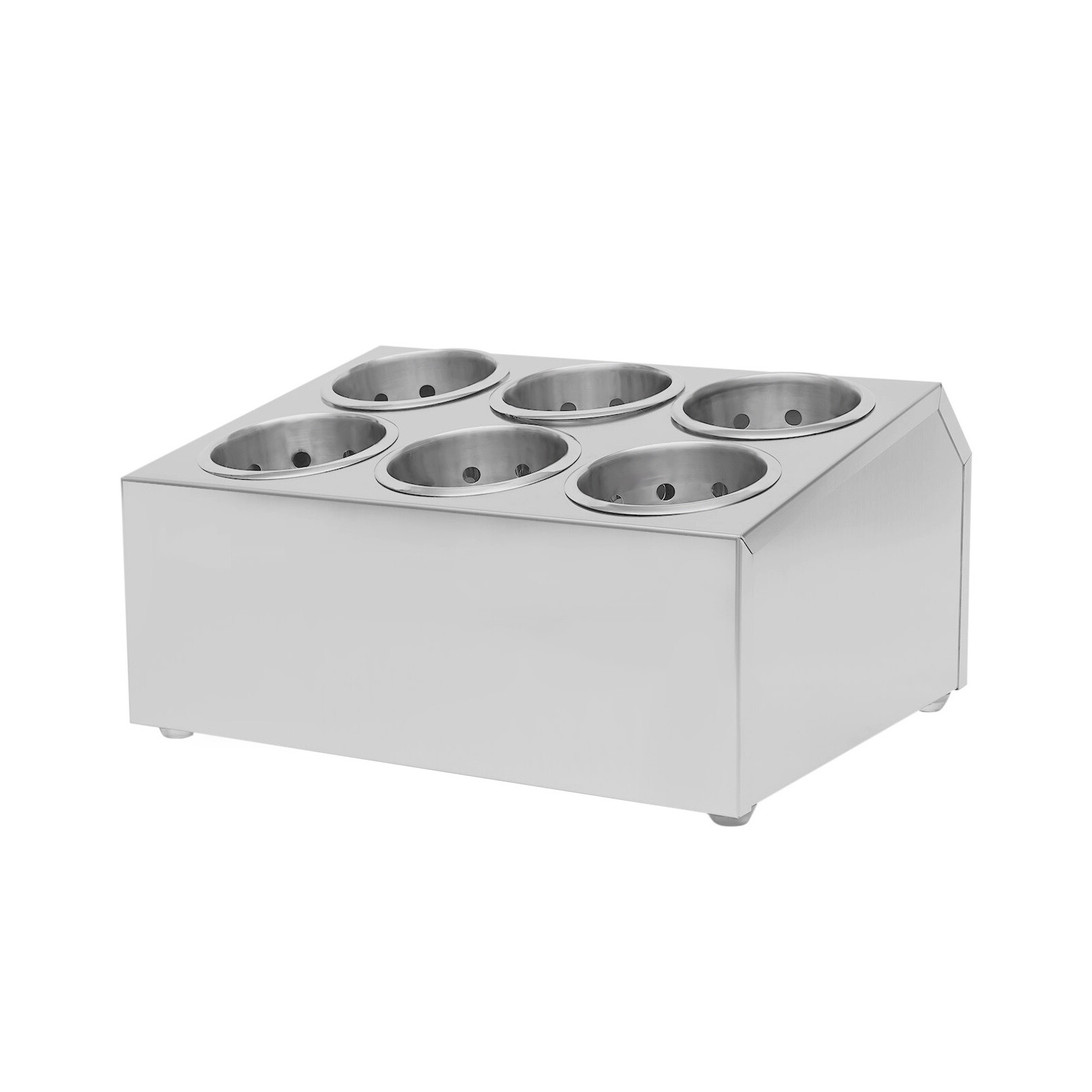 6-Hole Stainless Flatware Storage Case Spoon Cylinder Holder Knife Container