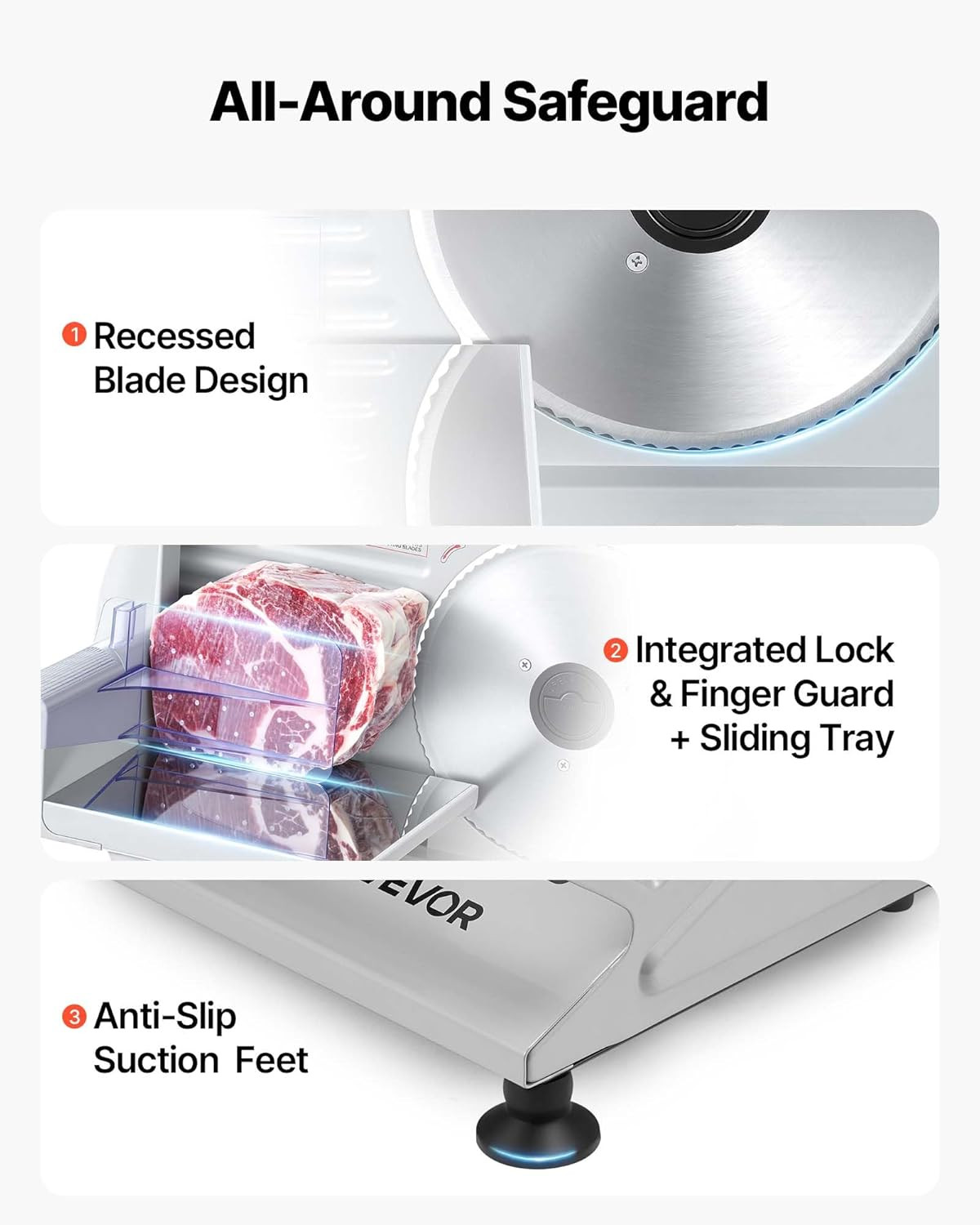 7.5″ Electric Meat Slicer 200W w/ 2 Blades Adjustable Thickness UL Approved