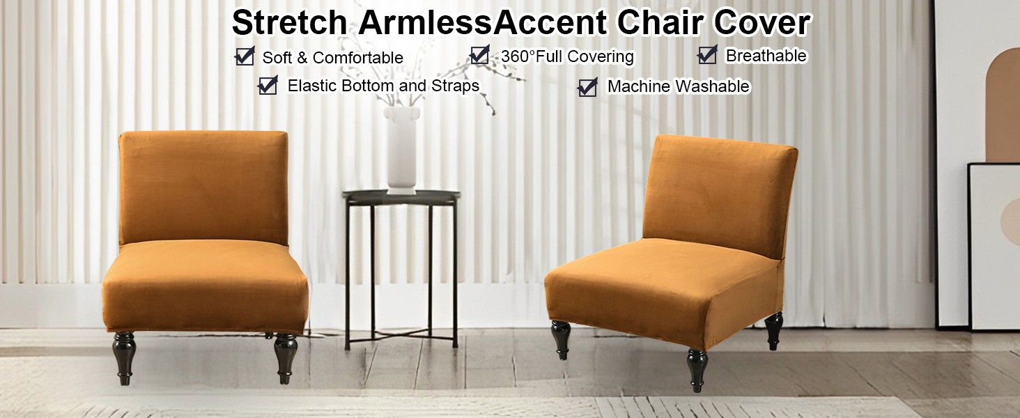 Armless Chair Slipcover Removable Armless Accent Chairs Covers Washable Armless