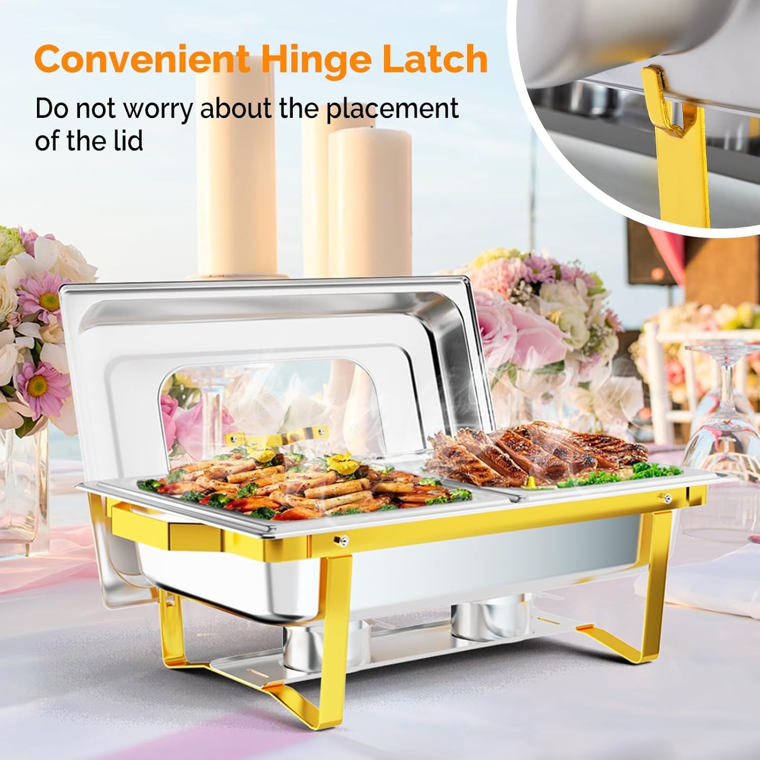 Chafing Dish 4 Pack – 9QT Buffet Warmer Set with Multiple Food Pans, Glass Lid