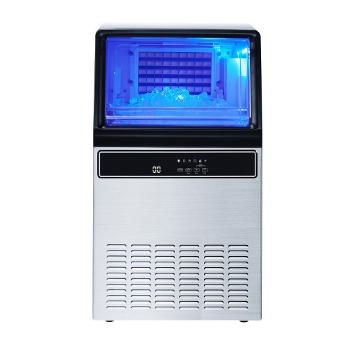 Commercial Ice Maker Machine, 130Lbs/24H with 33Lbs Storage, 45 Cubes per Cycle