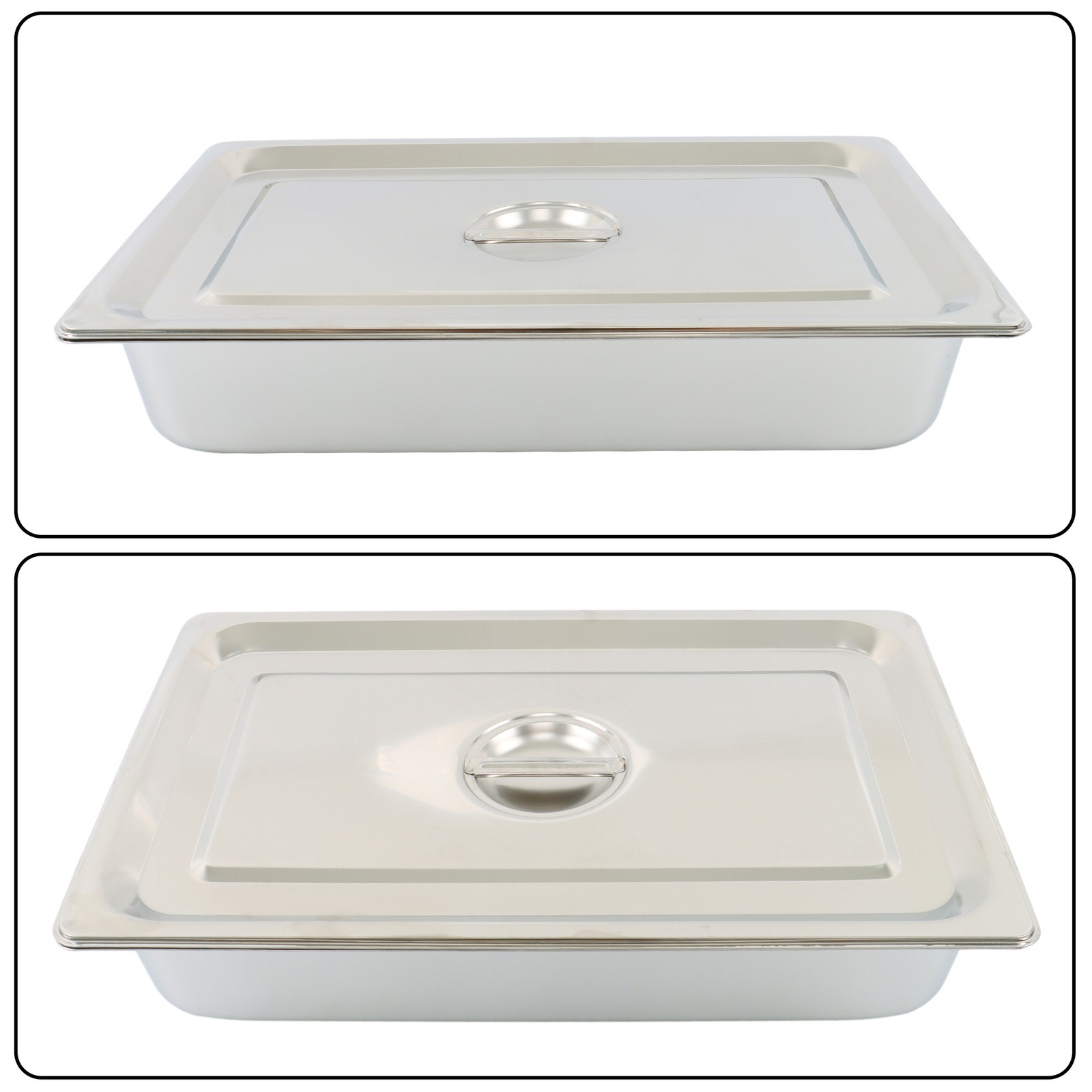4″ Deep Full Size Steam Table Pans w/ Lids 4 Pack Set Hotel Food Buffet