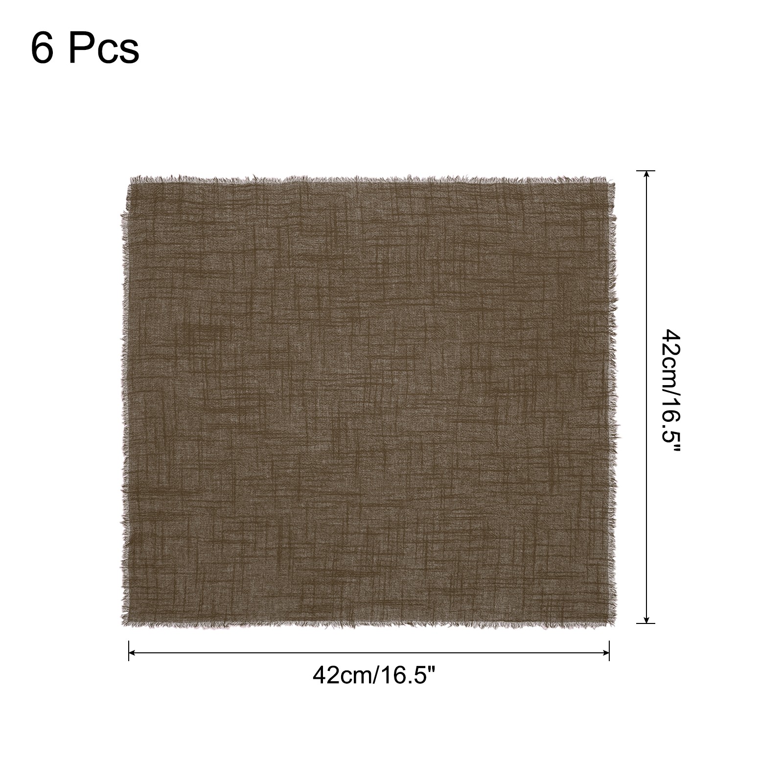 6pcs Cloth Napkins 16.5×16.5 Inches Cotton Linen Napkins with Fringe Coffee