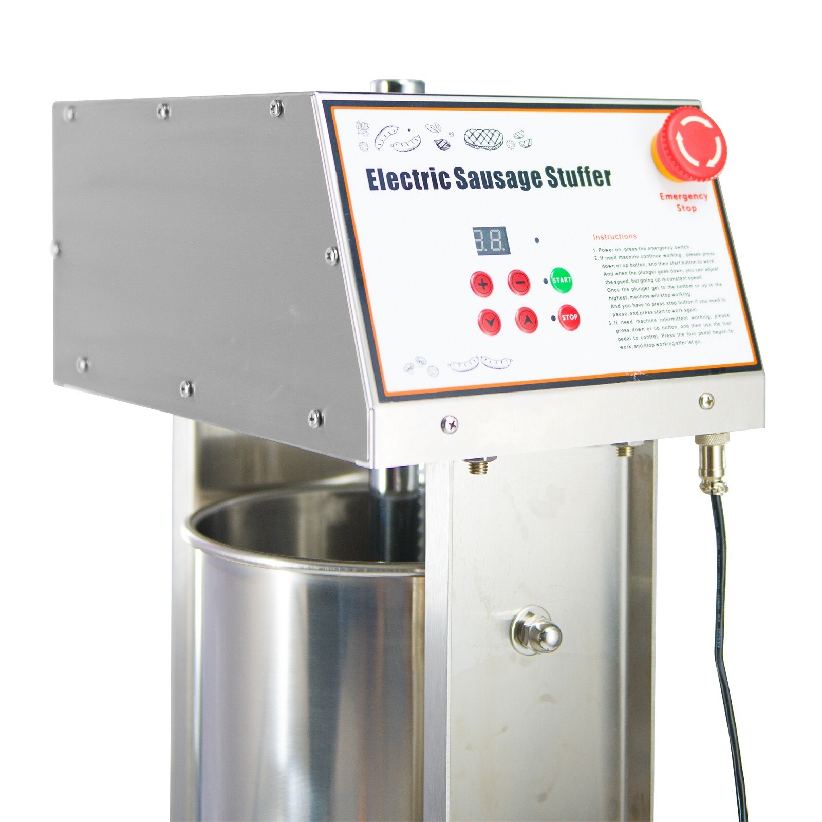 CMI Electric Sausage Stuffer 15L 30LBS Stainless Steel Restaurant Sausage Maker