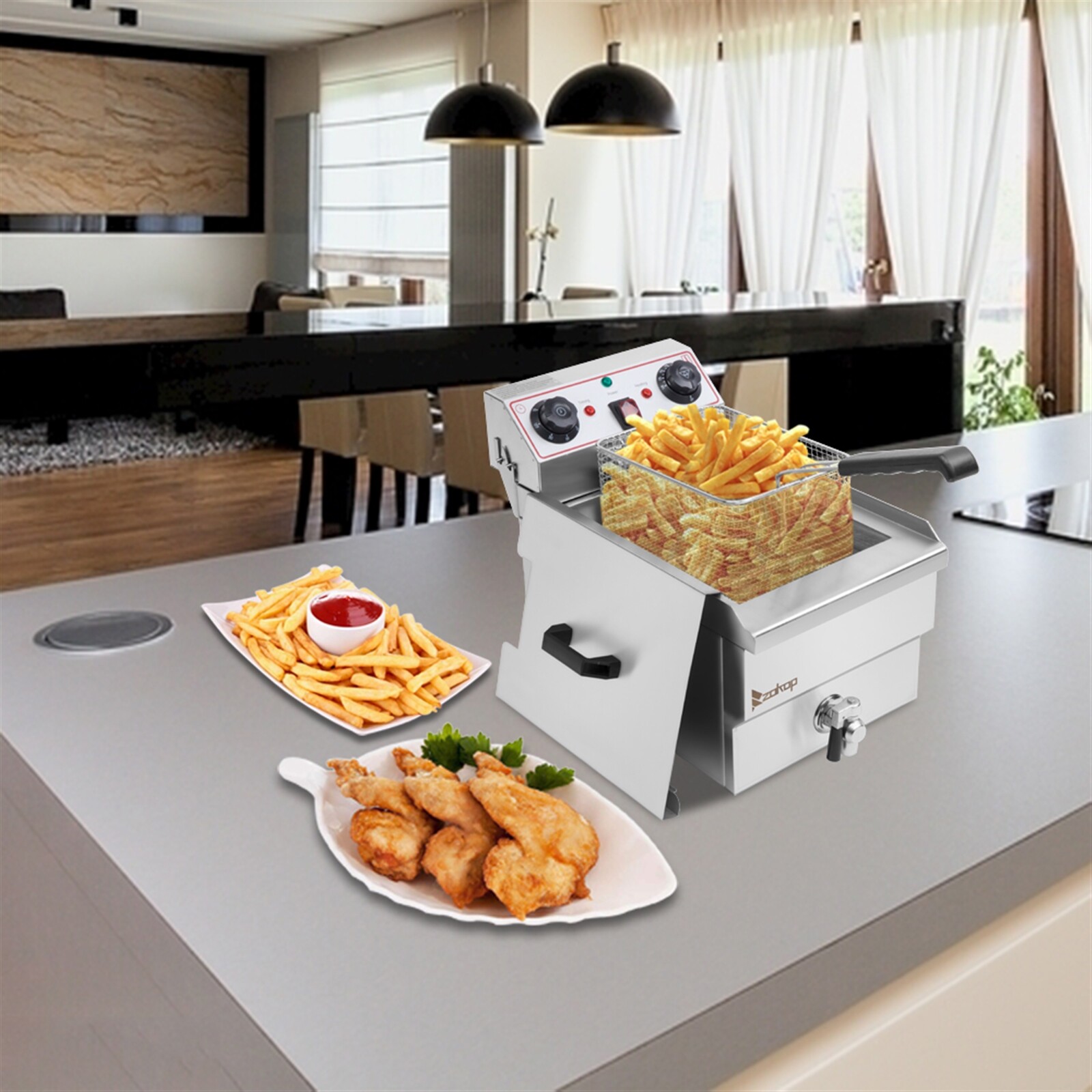 23.6L Electric Deep Fryer Dual Tank Commercial Restaurant Stainless Steel 3400W