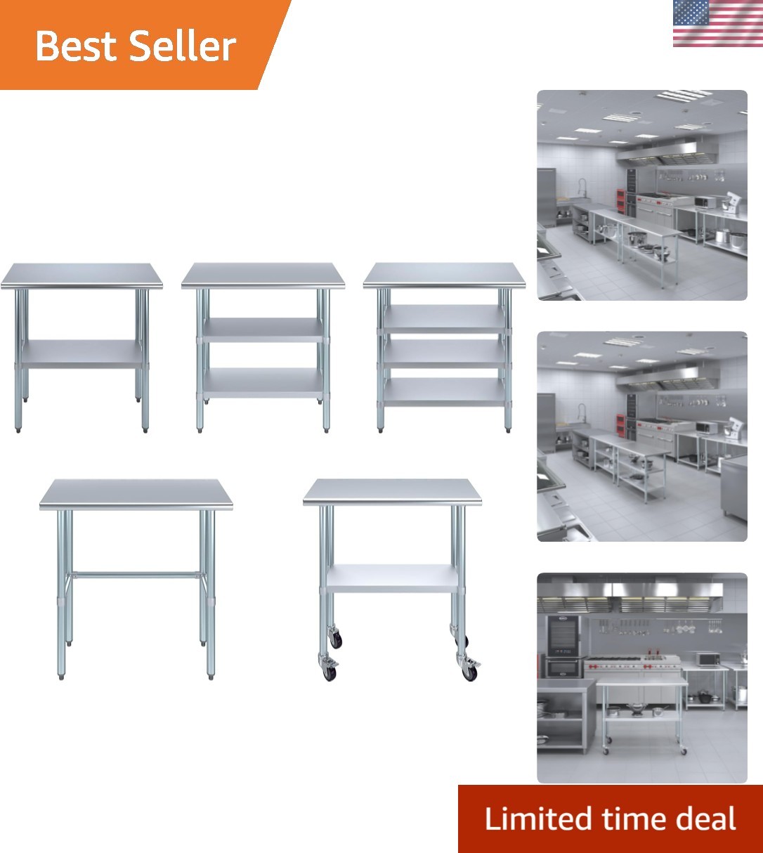 Stainless Steel Table + Add Casters | Choose from 43 Sizes | NSF Metal Work T…