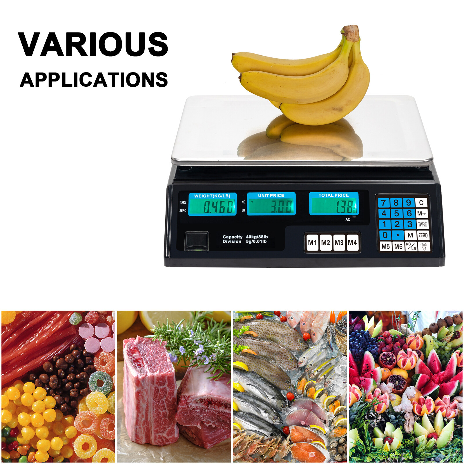 88.2lbs 40kg Digital Weight Price Computing Scale for Food Meat Market Store NEW