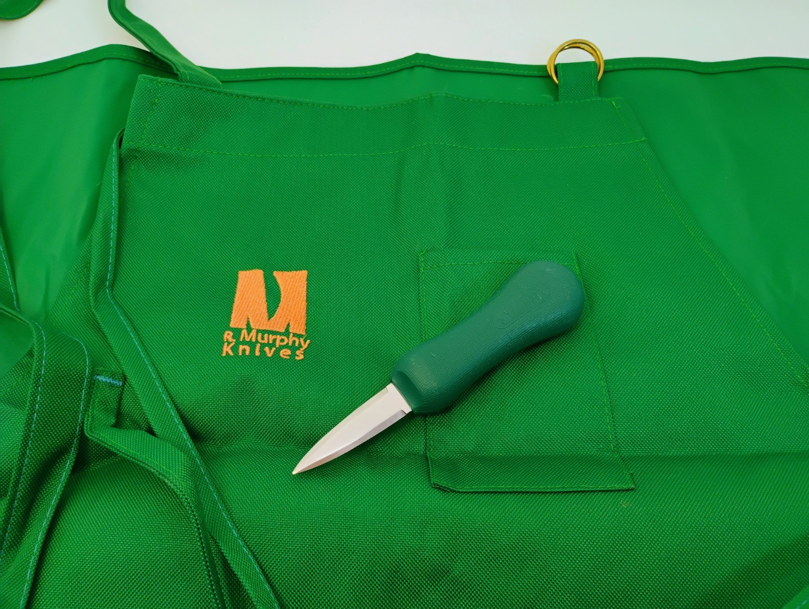 R Murphy USA Oyster Shucking Bib Apron Water Resistant 2 Pockets & Duxbury Knife