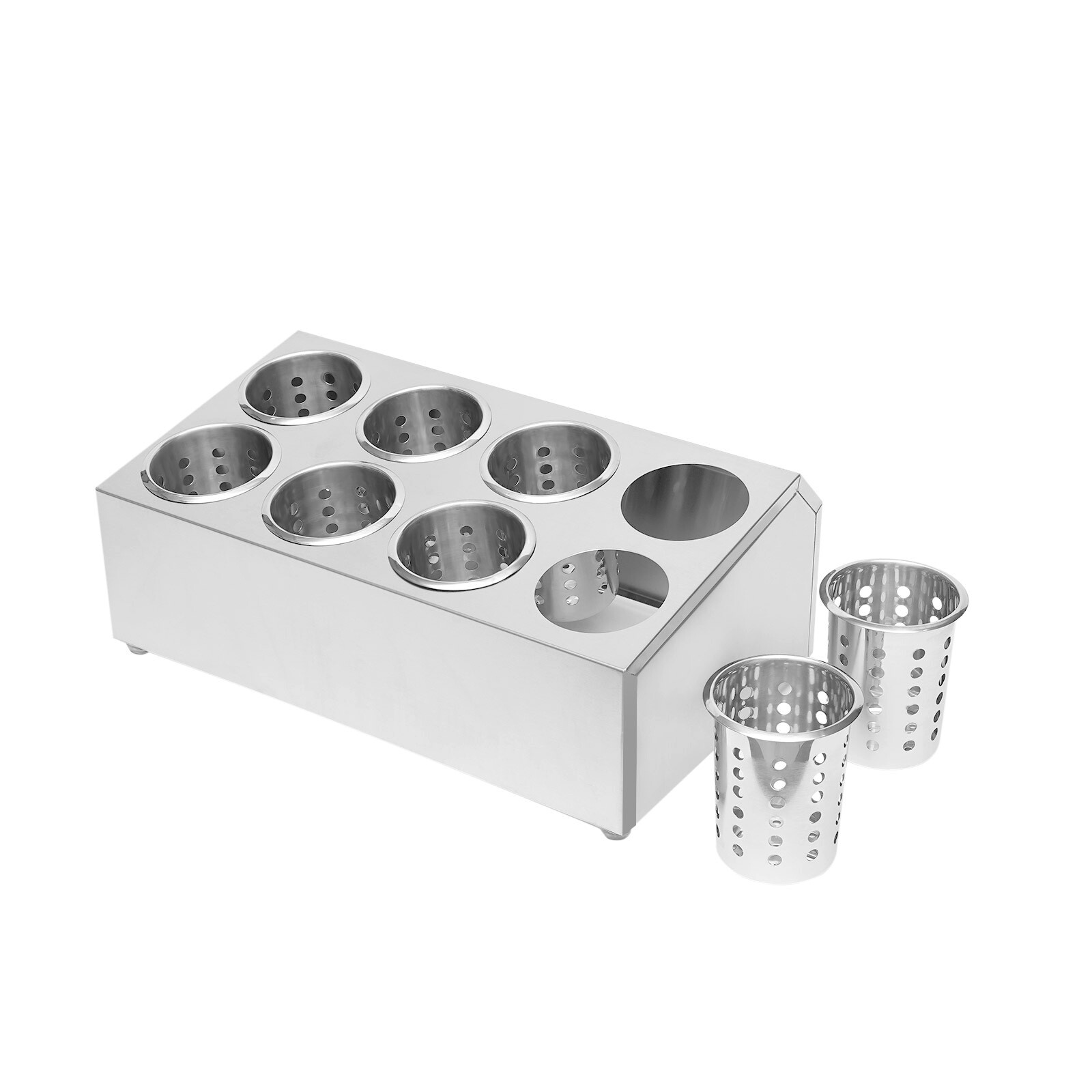 8 Hole Commercial Stainless Steel Flatware Holder Silverware Organizer Storage