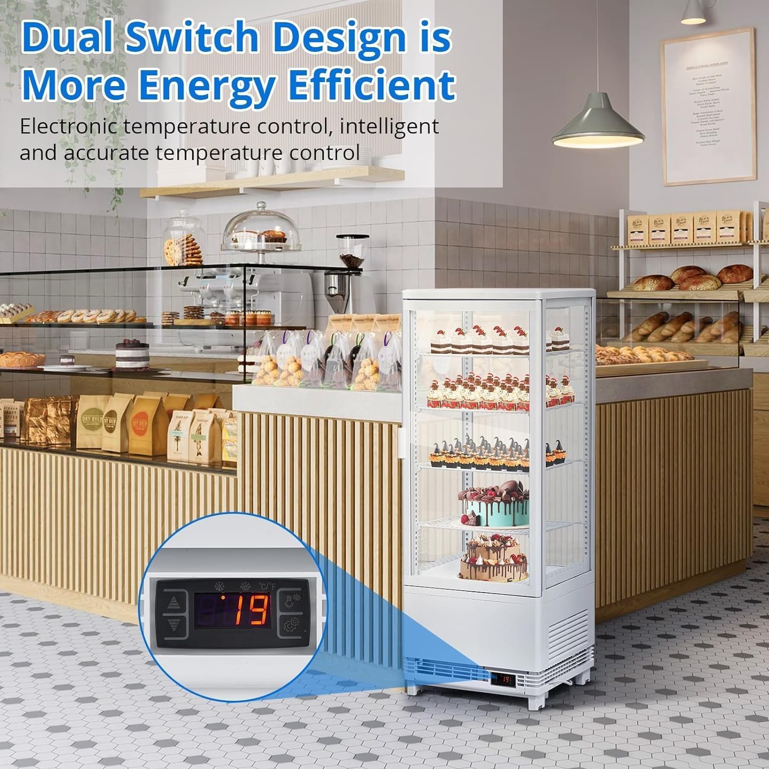 Commercial Display Refrigerator 3.5 Cu Ft Countertop Double Glass
