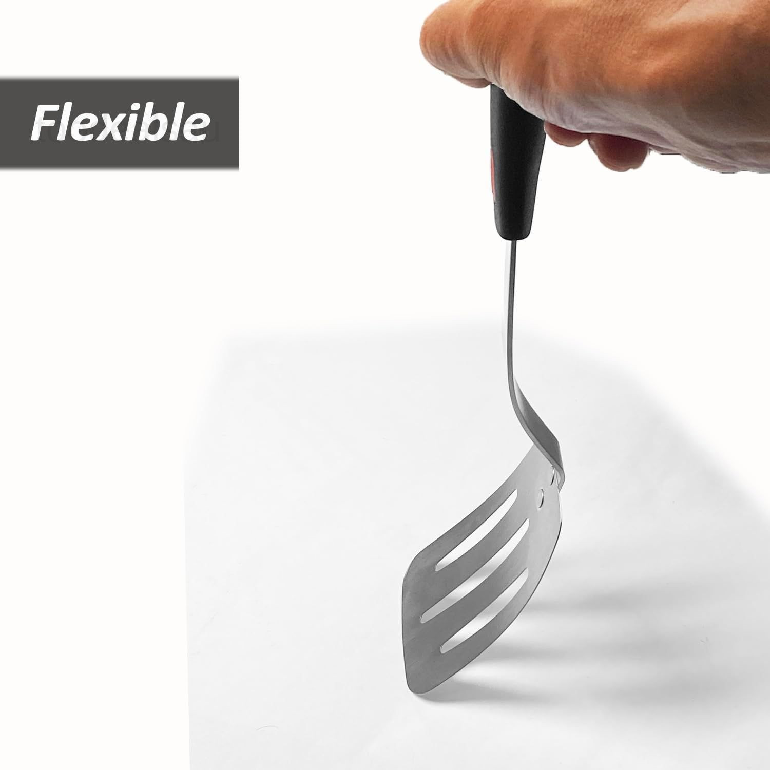 Stainless Steel Spatula, Flexible Metal Slotted Turner for Medium, Sliver