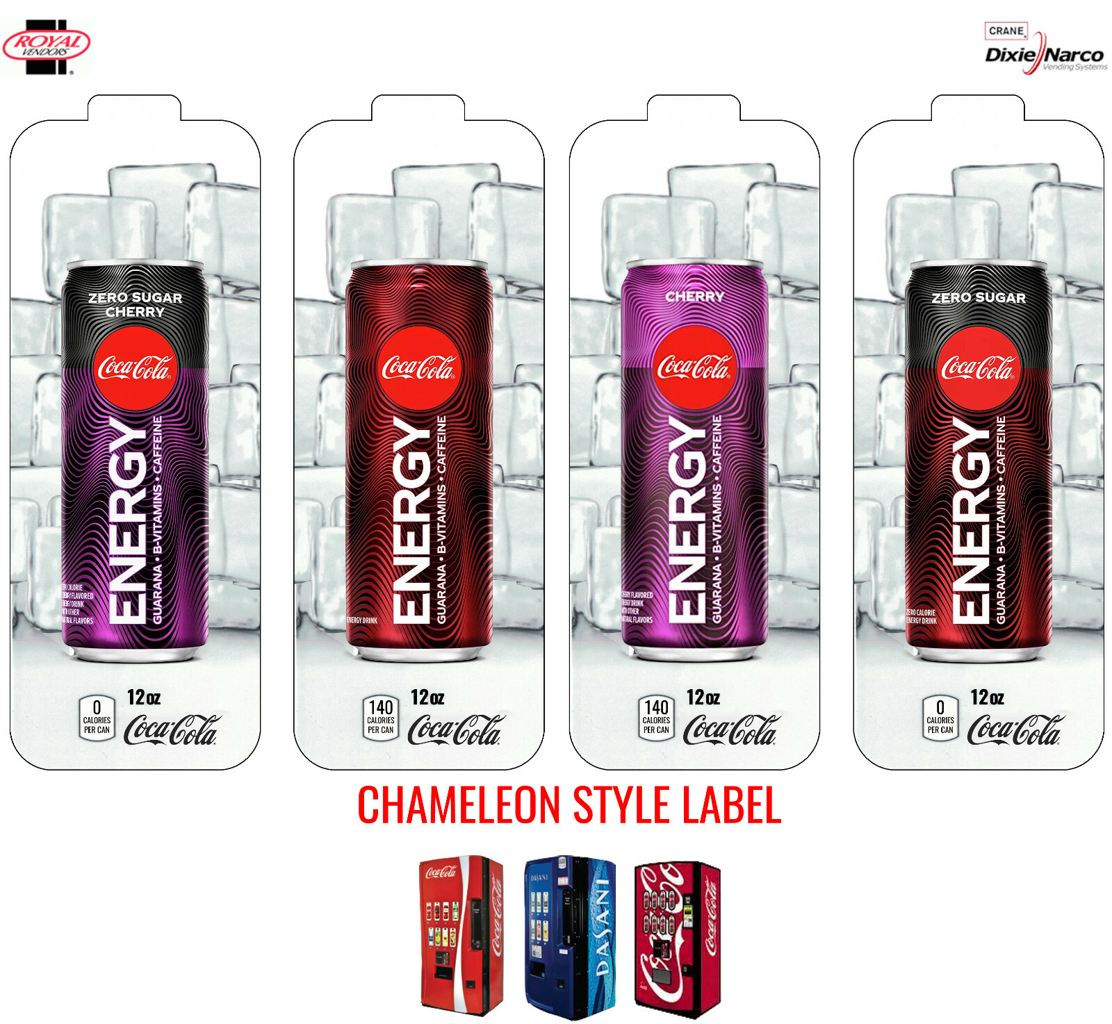 Royal Vendors – Coca Cola Energy Variety Pack – 12 oz Can Vend Label