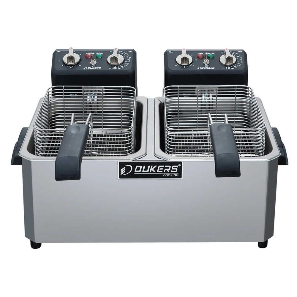 Dukers Commercial Countertop Electric Deep Fat Fryer, 2 Pots Dual Baskets