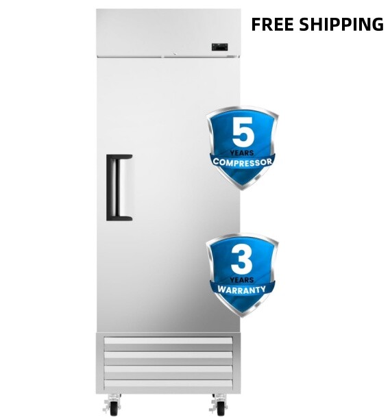 Commercial Freezer Reach-In Upright Freezer 23 Cu.Ft Stainless Steel 3 Shelves
