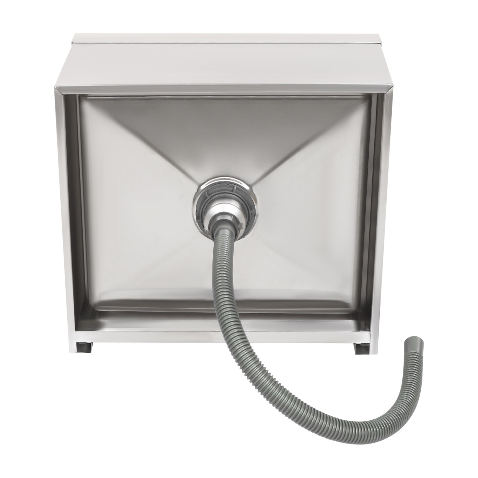 Stainless Steel Commercial Mop Sink 24*24*13in w/ Drain Hose Silver Square