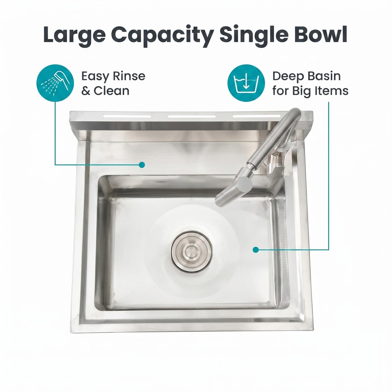 22»x20»x39» Stainless Steel Utility Sink Freestanding Single Bowl w/ Faucet