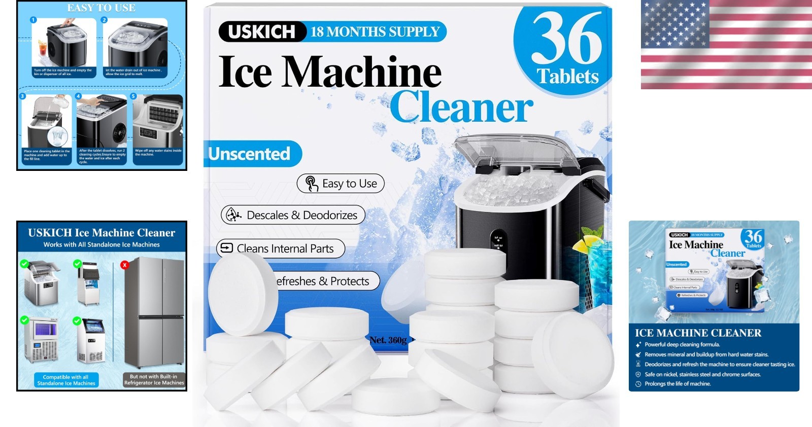 Powerful Ice Maker Cleaner Tablets – 36 Count for Fresh, Crystal Clear Ice