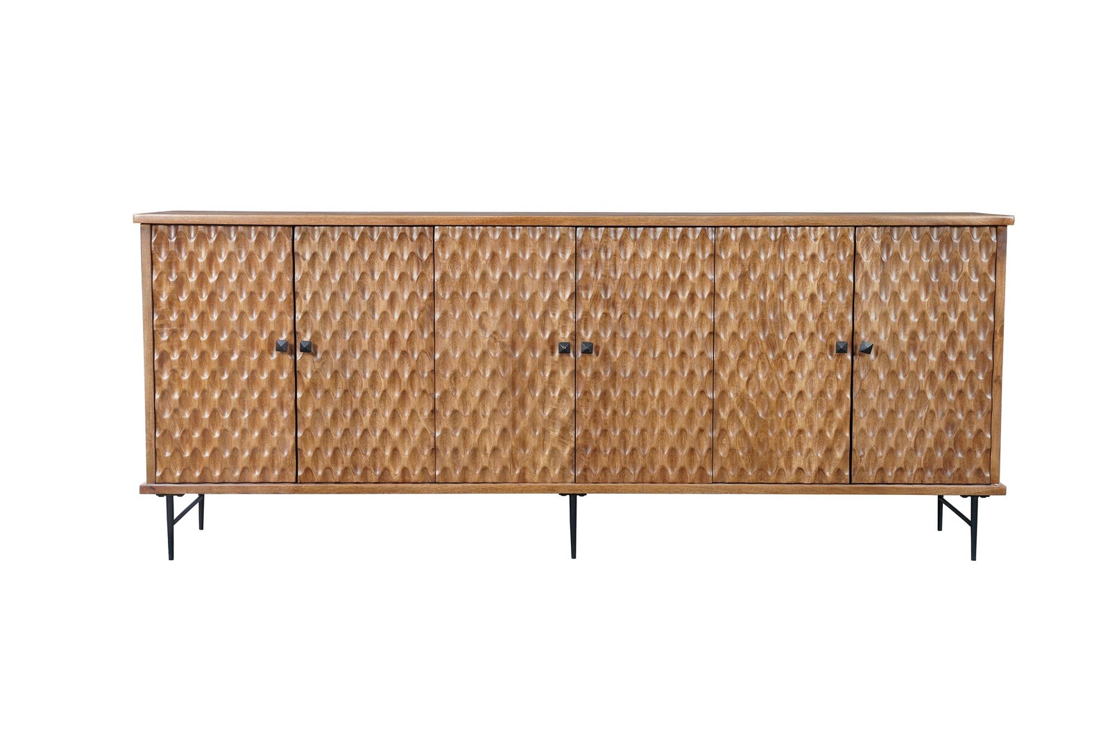Mason 6-door Geometric Pattern Solid Wood Sideboard in Brown