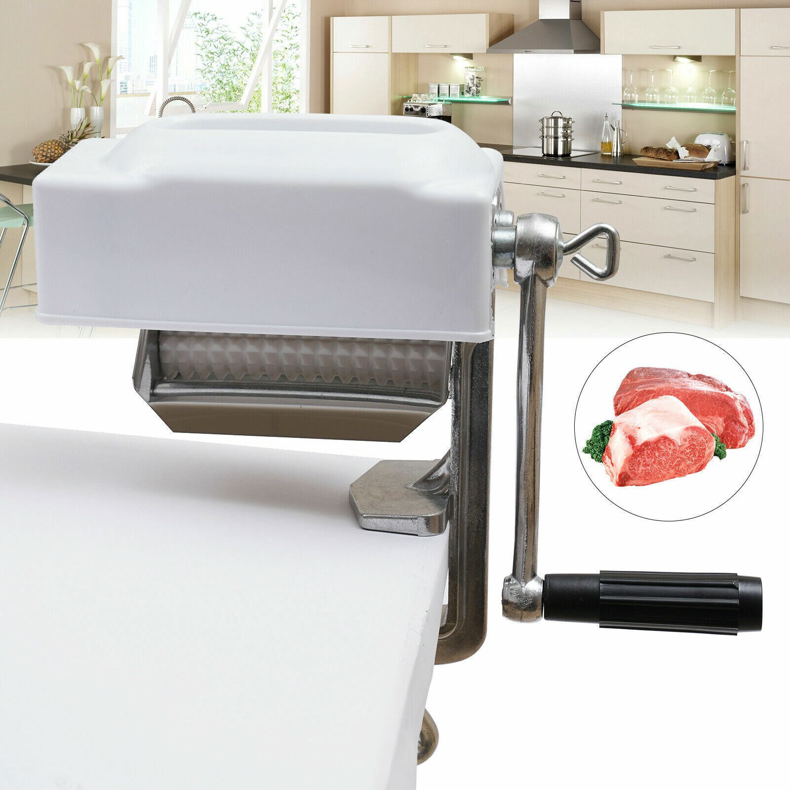 Meat Tenderizer Hand Crank Flatten butchers Tool Cuber Steak Machine KitchenTool