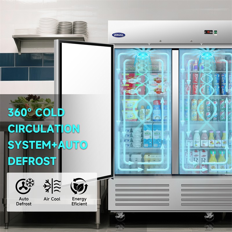 81″W Commercial Refrigerator 72 Cu.ft with 3 Solid Door Upright Fridge Storage