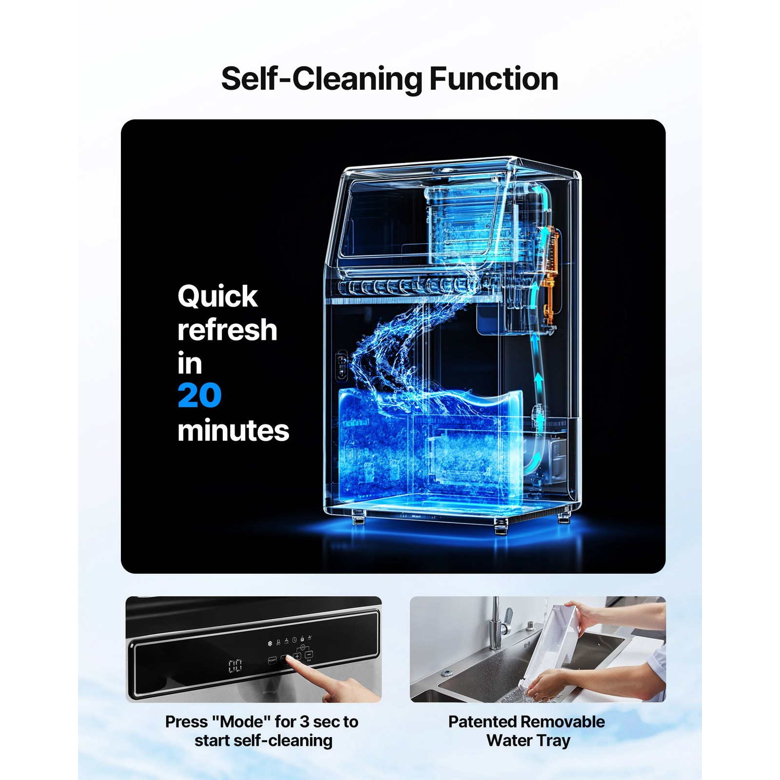 Uimoso 80/100/130/160/200/360lbs Commercial Ice Maker Built-in Ice Cube Machine