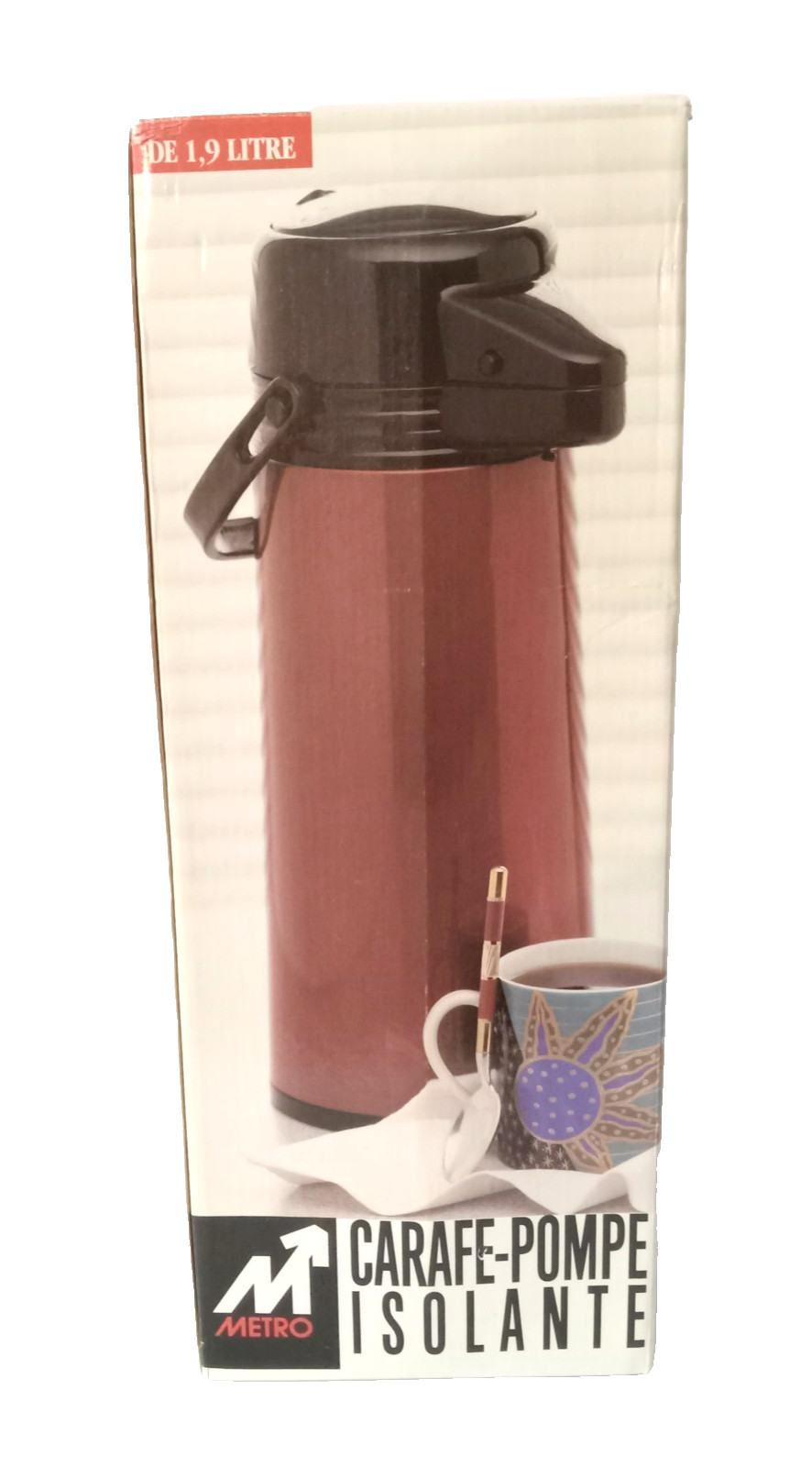 METRO 1.9 L Thermal Carafe Air Pump Coffee Pot Isolante Red New Open Box