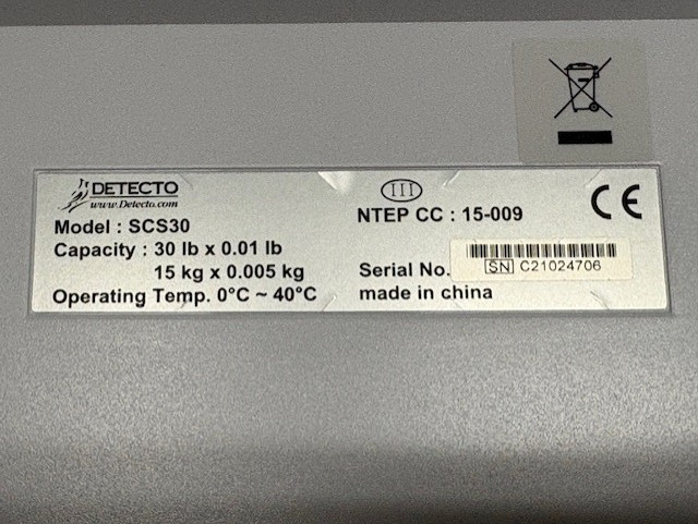 Detecto Solar Hanging Scale 30 lb./15kg Capacity SCS30 (#2) *