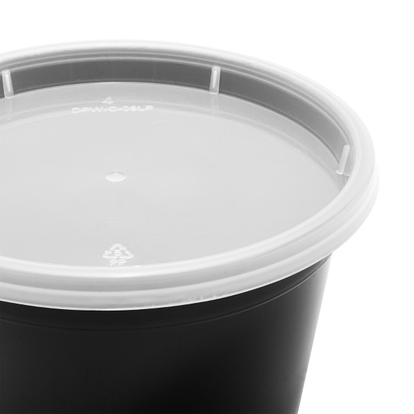 Karat 16 oz Black PP Injection Molded Round Deli Containers with Lids – 240 Sets