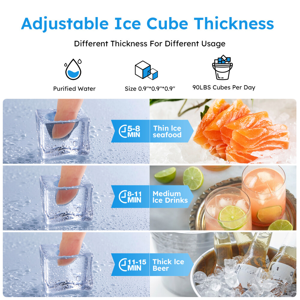 150Lbs Commercial Ice Maker Freestanding Undercounter Ice Cube Machine, ETL NFS