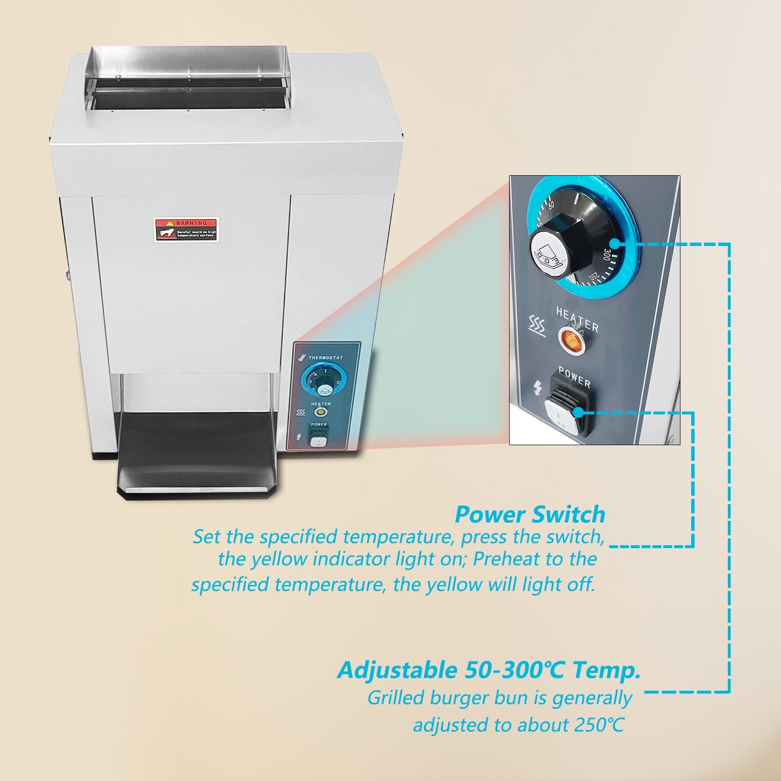 Hakka Vertical Hamburger Toasting Machine Automatic Chain Type Toaster Heater