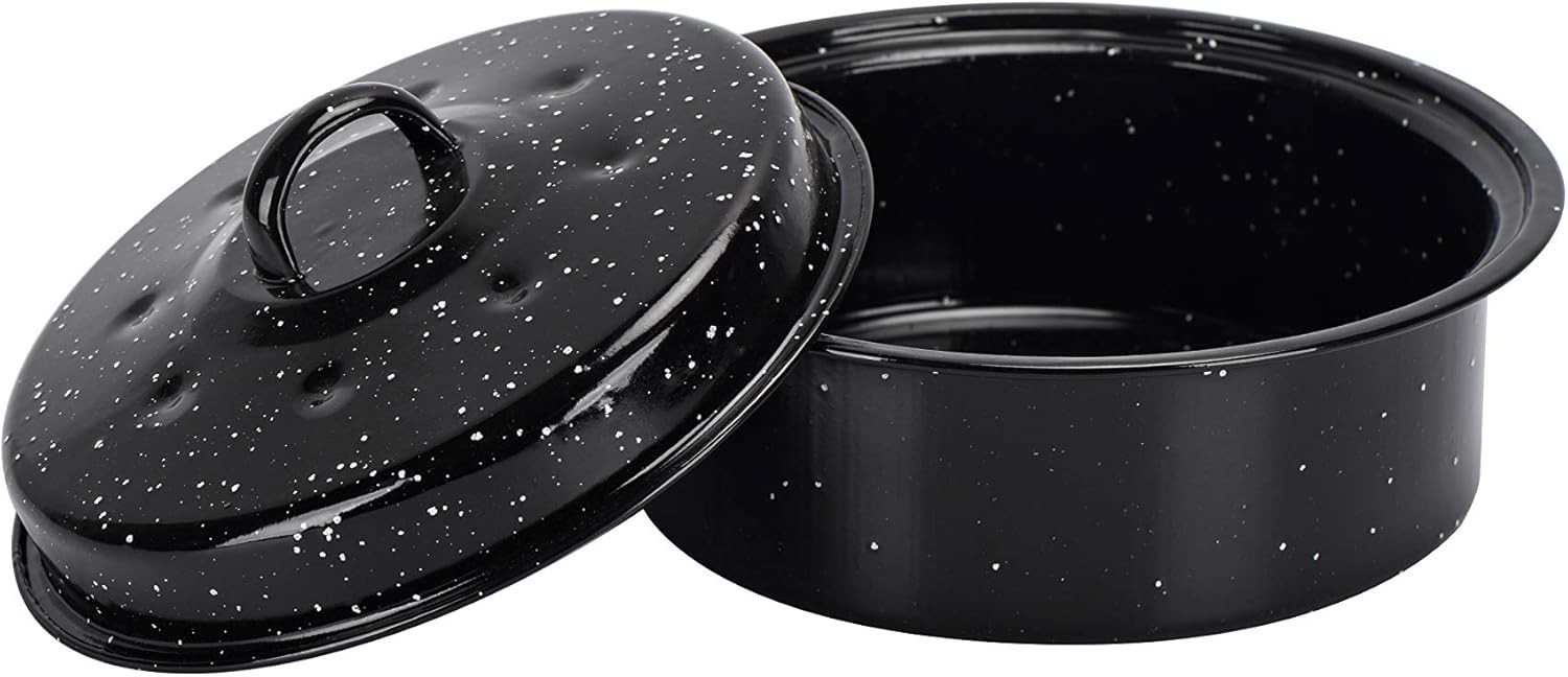 3-QT Black Covered Round Roaster Pan