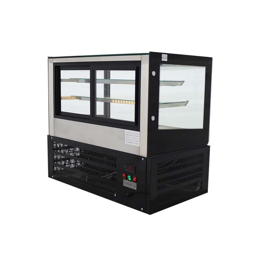 Commercial 220V Desktop Refrigerated Cake Display Cabinet Rear Sliding Door 35In