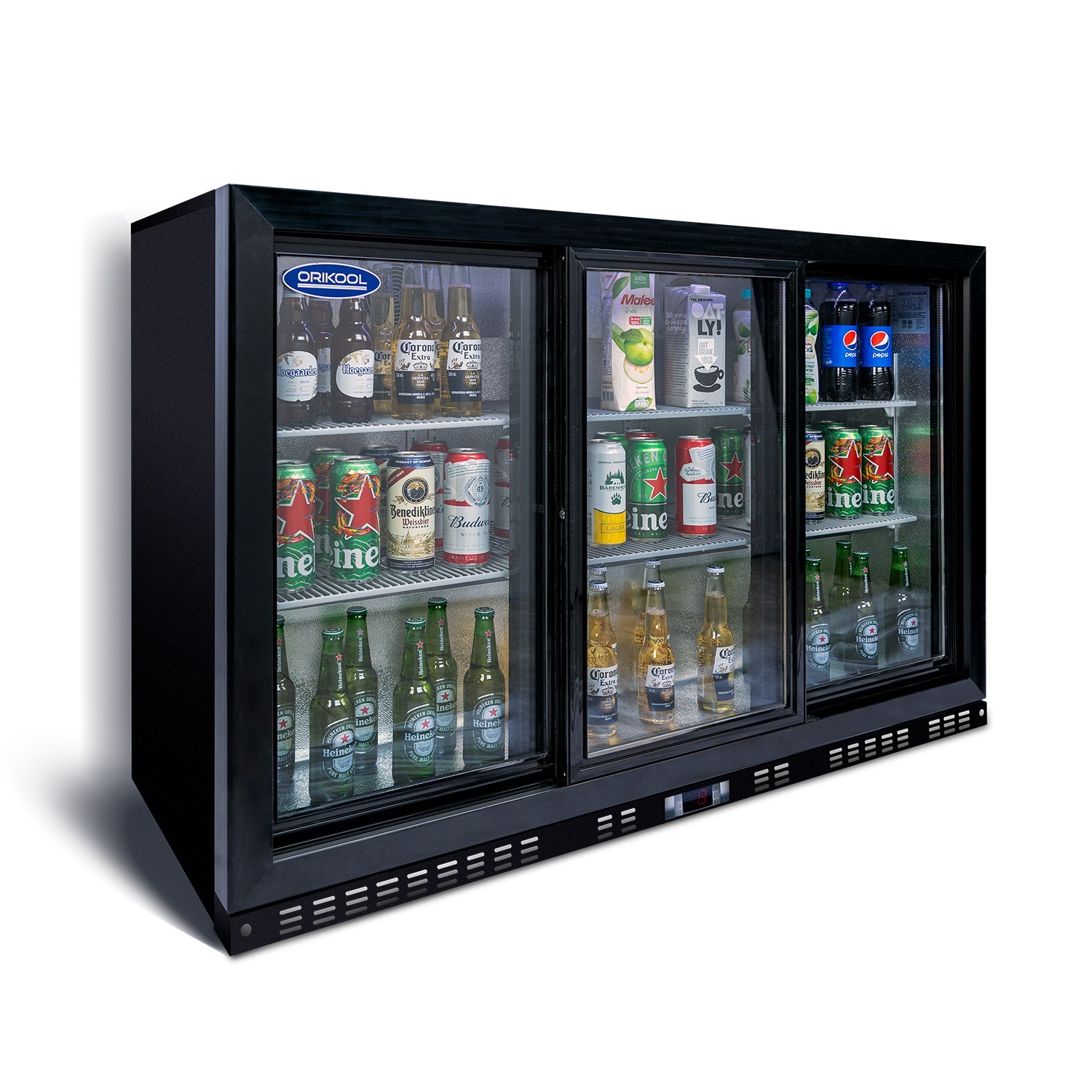 Back Bar Cooler 480 Cans,3 Sliding Doors,Stylish for Bar or Home