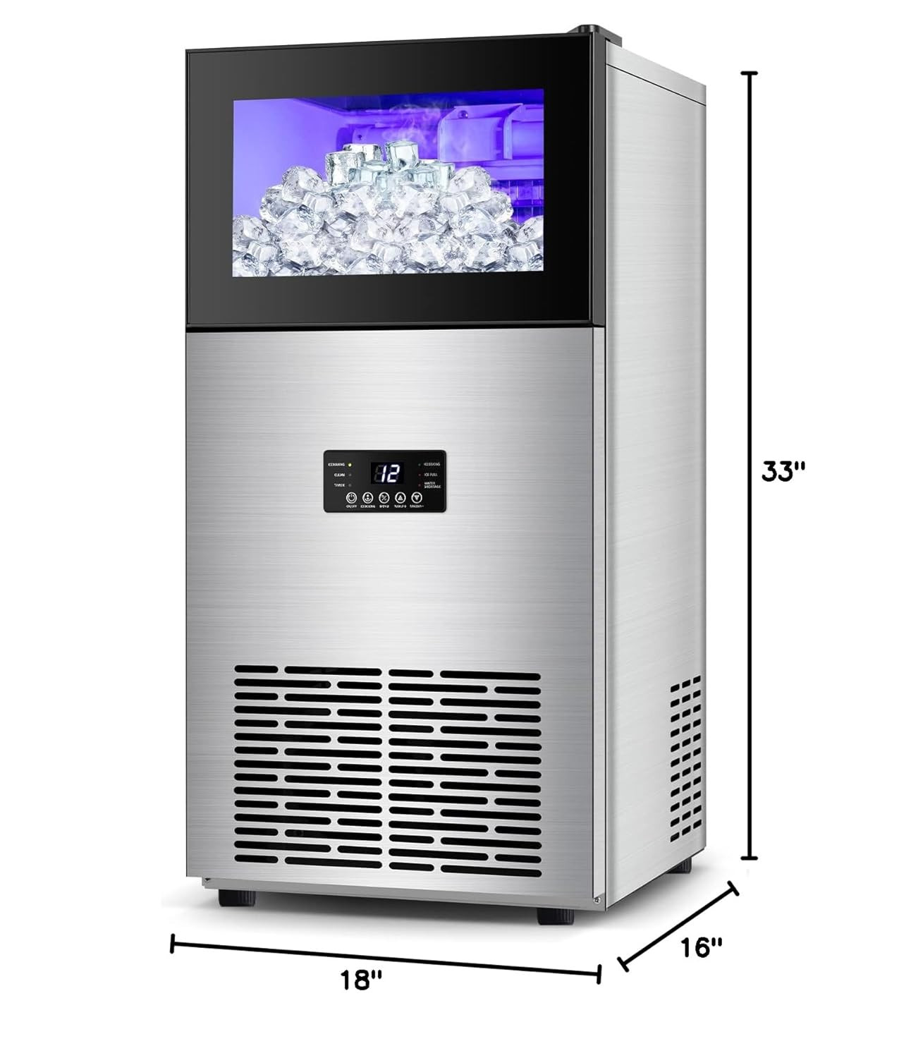 Black 100LBS/24H Ice Maker with 20LBS Bin for Home & Outdoor Bars
