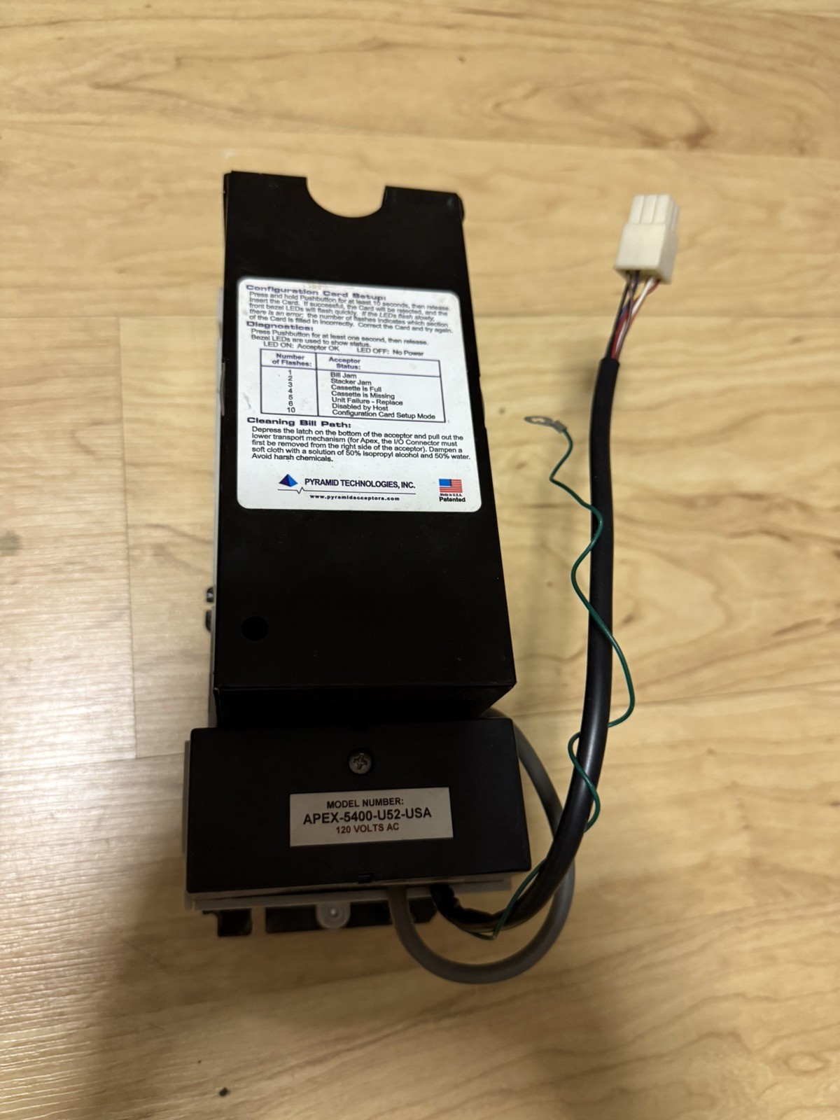 Apex-5400-U52-USA U2 120v BILL ACCEPTOR, VALIDATOR 30 Days Warranty