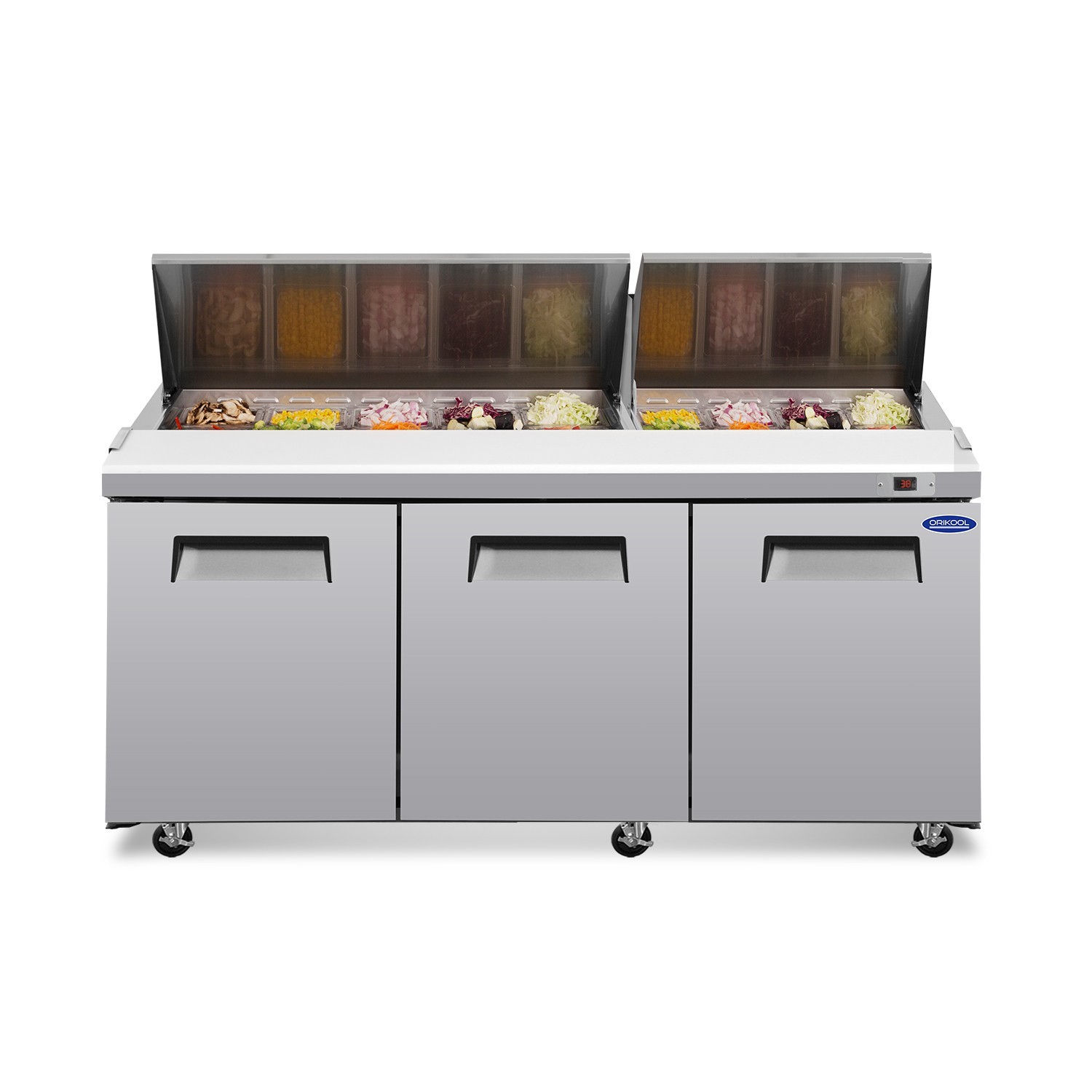 72″ Commercial Sandwich Prep Table Refrigerator Digital Control Included