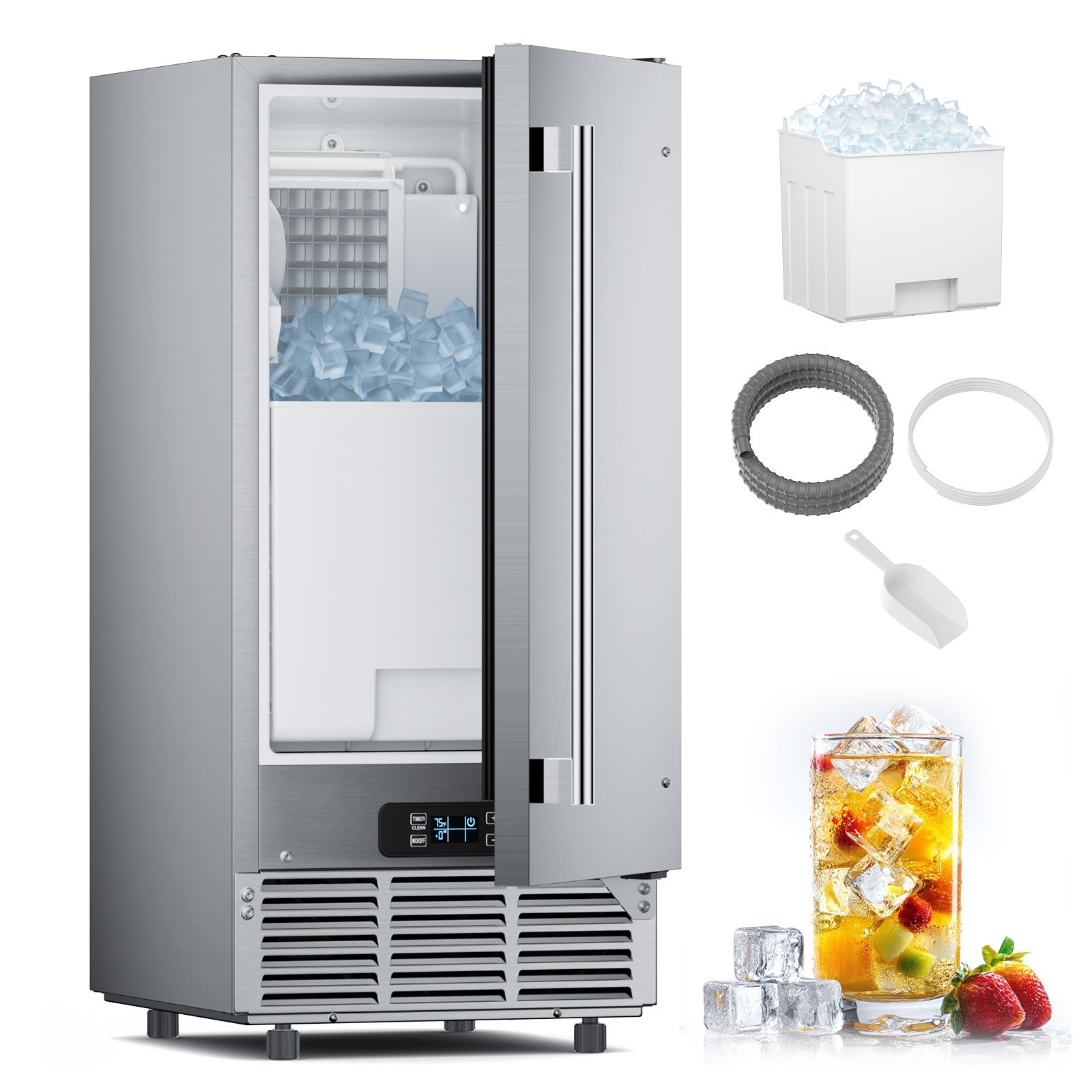 Commercial Ice Maker Stainless Steel Undercounter Freestanding Ice Cube Machine