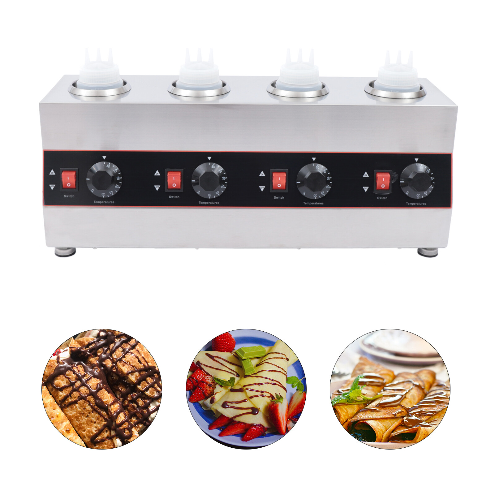 Commercial Electric Sauce Warmer Pump Hot Fudge Dispenser 2/3/4 Bottles Warmers