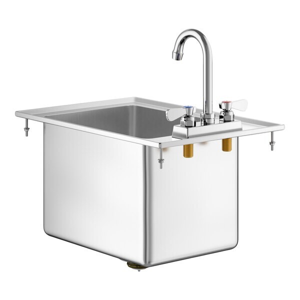 19″W x 13″L 16G Stainless Steel One Compartment Drop-In Sink w/ Gooseneck Faucet