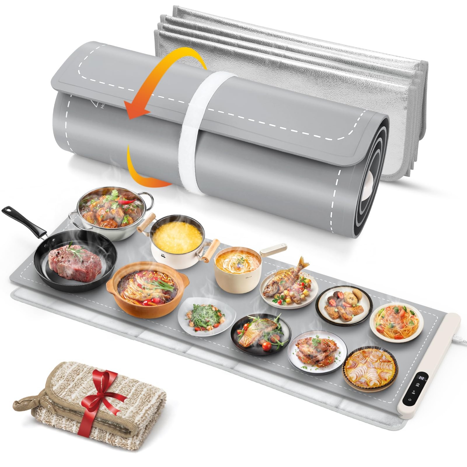 FYY Extra Long Warming 3X-Large Size: 43″x15″ with Heat-resistant Mat, Gray