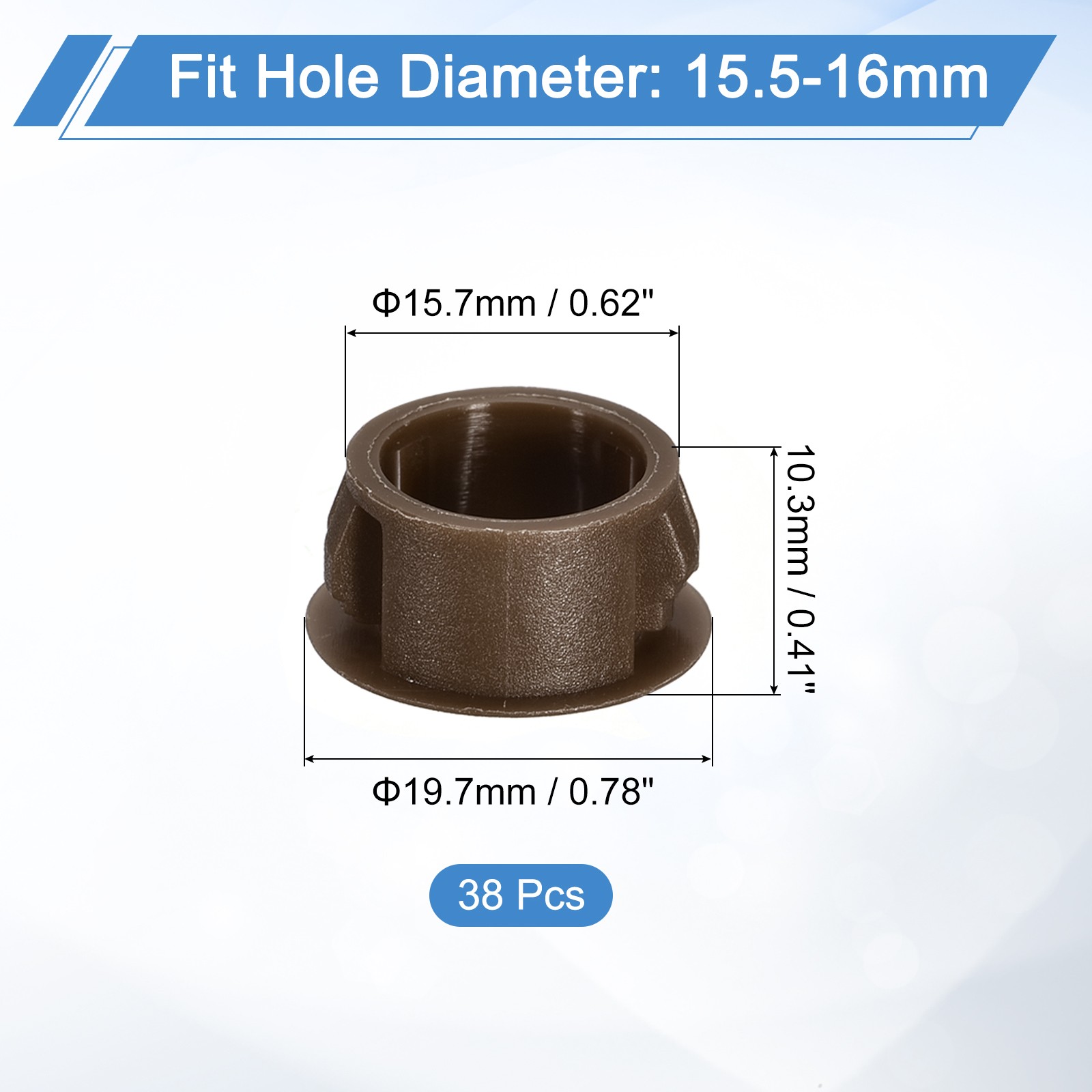 38Pcs 16mm(5/8″) Flush Type Panel Round Snap in Fastener, Brown